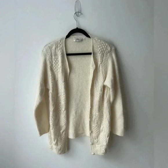 Vintage angora wool cardigan grandmacore patches sweater - Picture 3 of 14